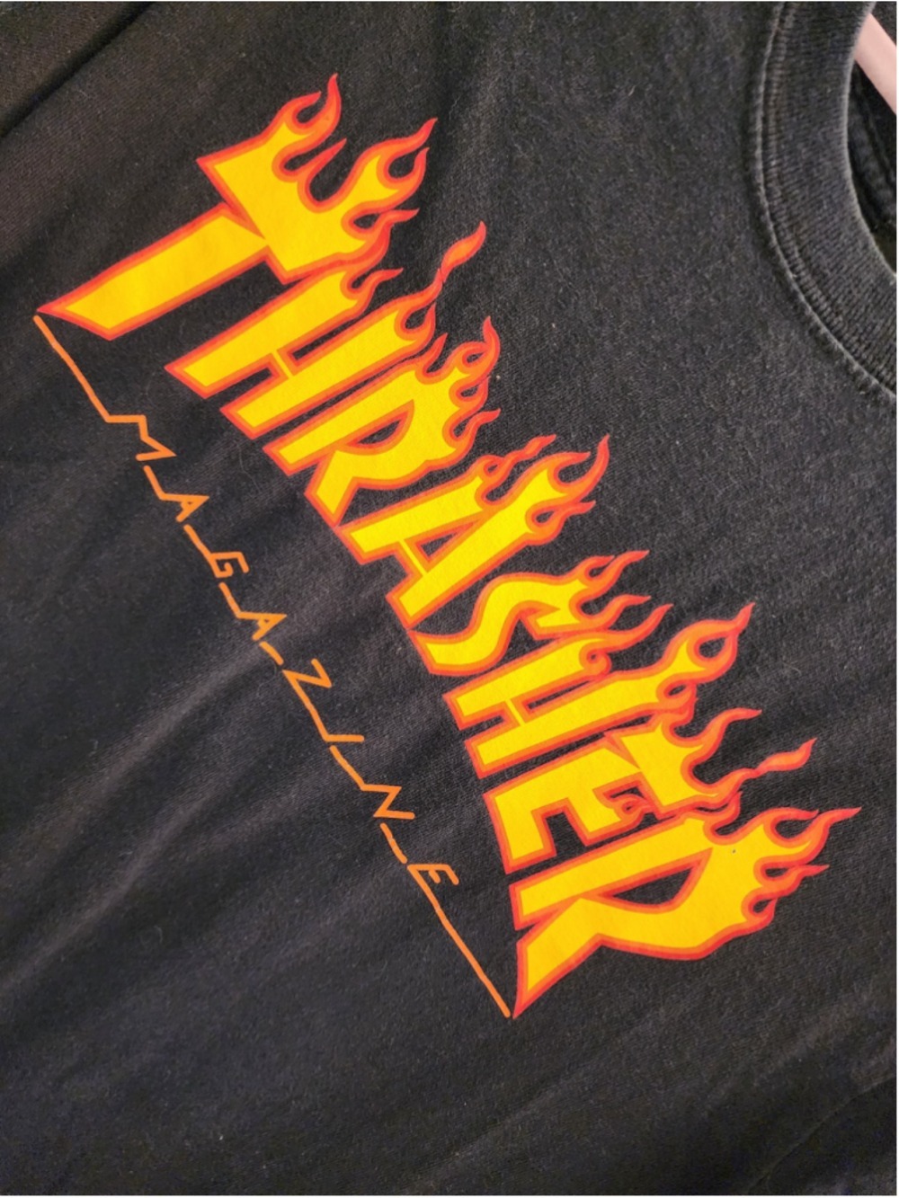 Thrasher Magazine Flame Logo Long Sleeve Shirt Black S